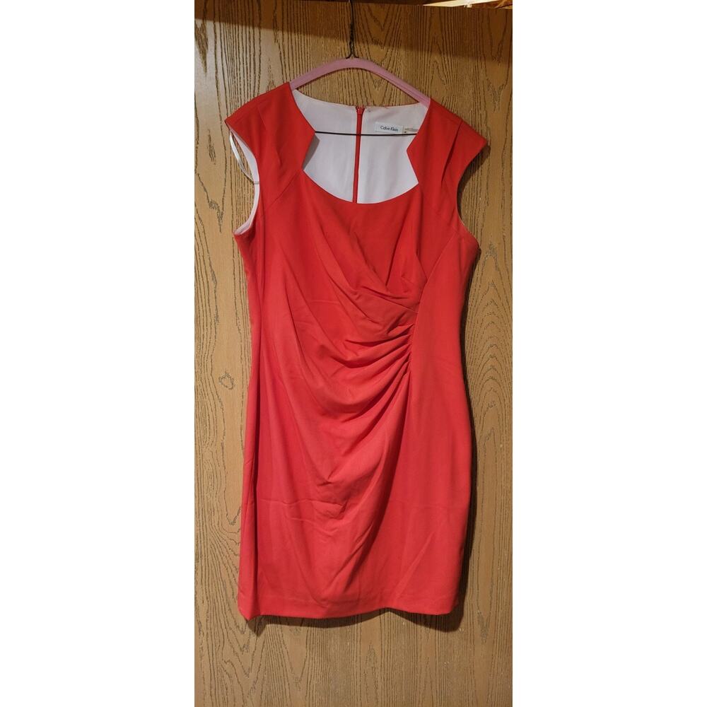 Calvin Klein Sheath Dress Sz 14 XL Pink Sleeveless Career Quiet Luxury